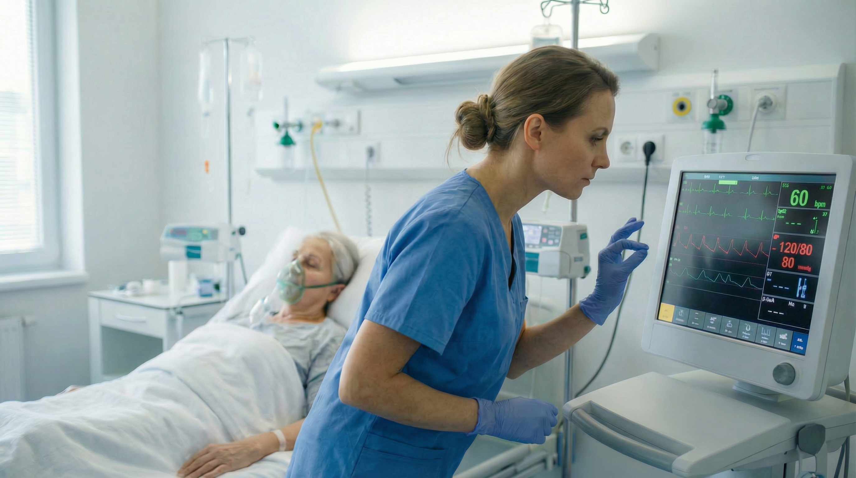 Nurse using touchless screen